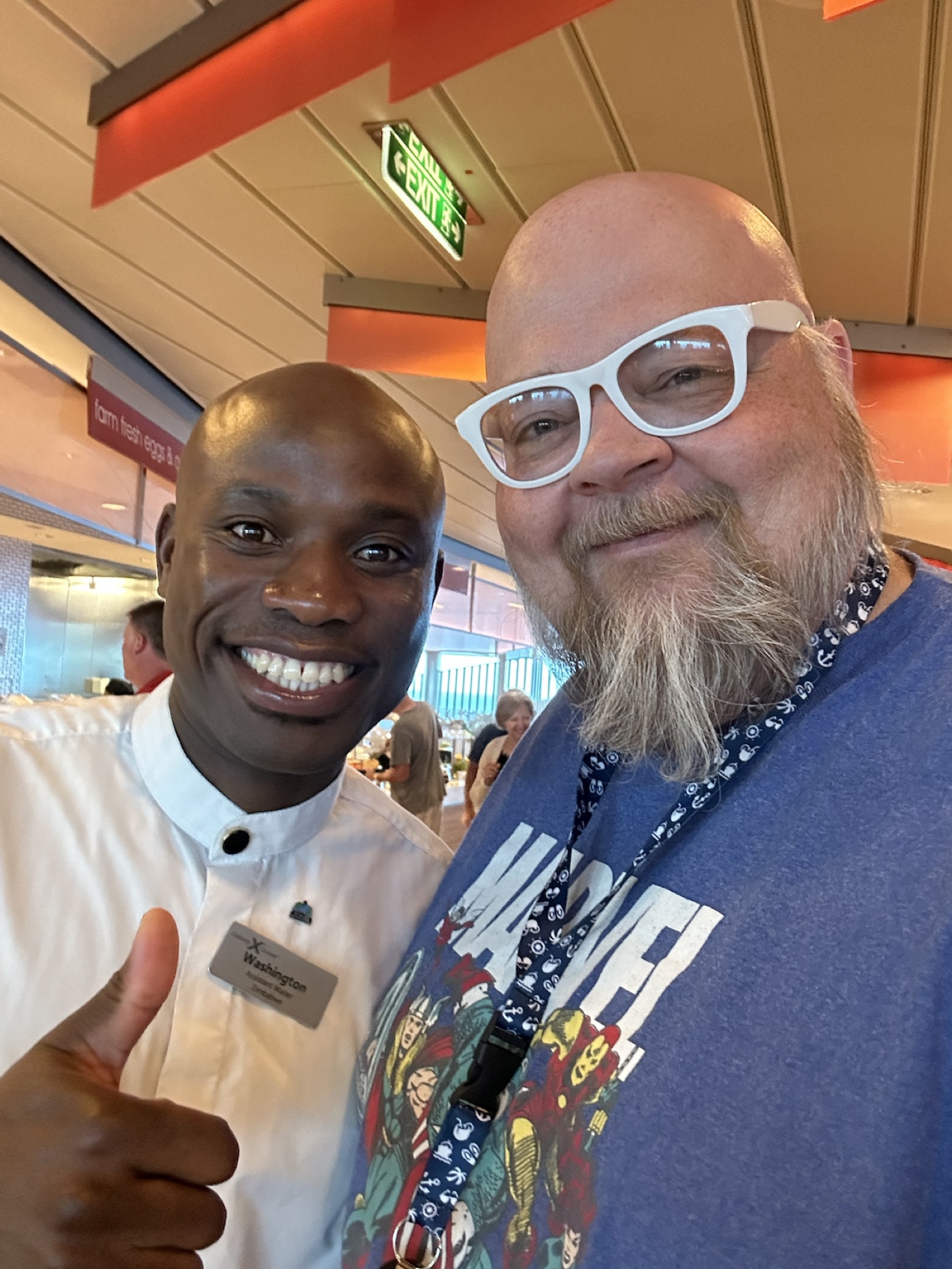 CruiseMission founder Jon Graham sharing a smile with a cruise ship crew member